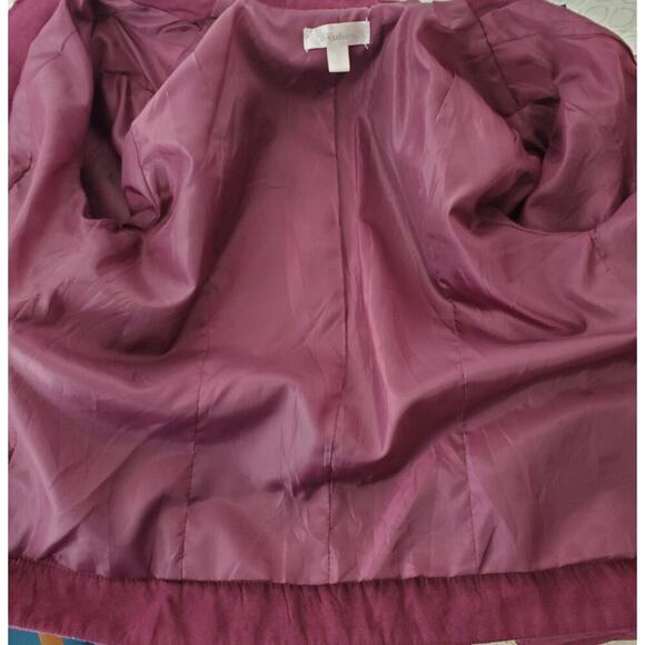 DRESSBARN Women's Dark Purple Open Front Velvet Jacket Sz S - Picture 8 of 11